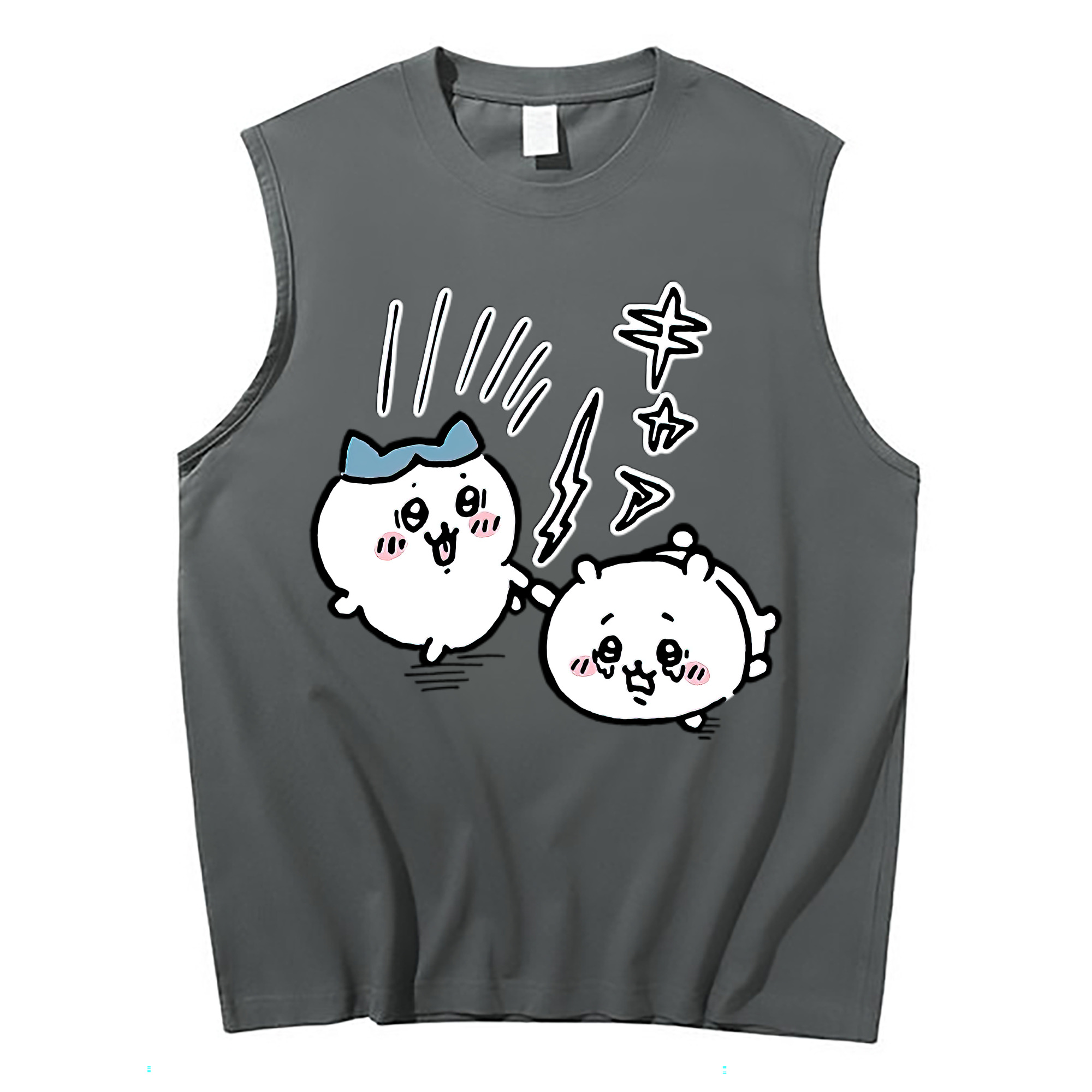 （画像用） ちいかわ ハチワレ Chii-kawa hachiware コットン100％タンクトップ（フロントプリント）